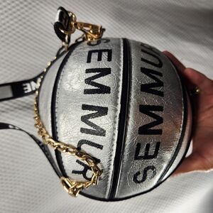 Silver Basketball-Shaped Crossbody Bag